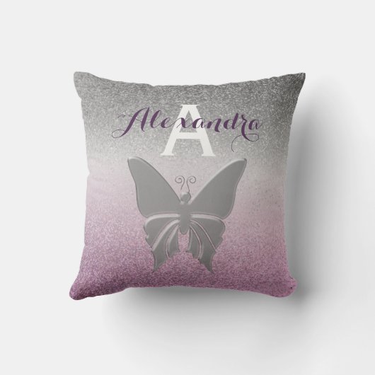 Coussin Monogramme d'argent et de violet (Verso)