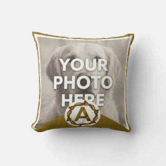Coussin Monogramme d'Artisan Personnalisé A | Cadre en Boi