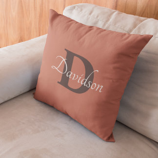 Coussin Monogramme d'automne rustique brûlé orange Décor d