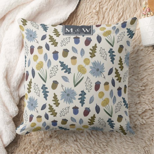 Coussin Monogramme d'automne rustique mariage de automne l (Couverture)
