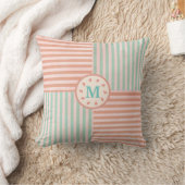 Coussin Monogramme de bande verte mignonne (Couverture)