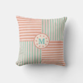 Coussin Monogramme de bande verte mignonne (Recto)