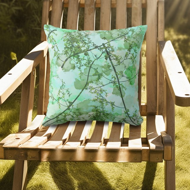 Coussin Monogramme de branche verte (Créateur téléchargé)