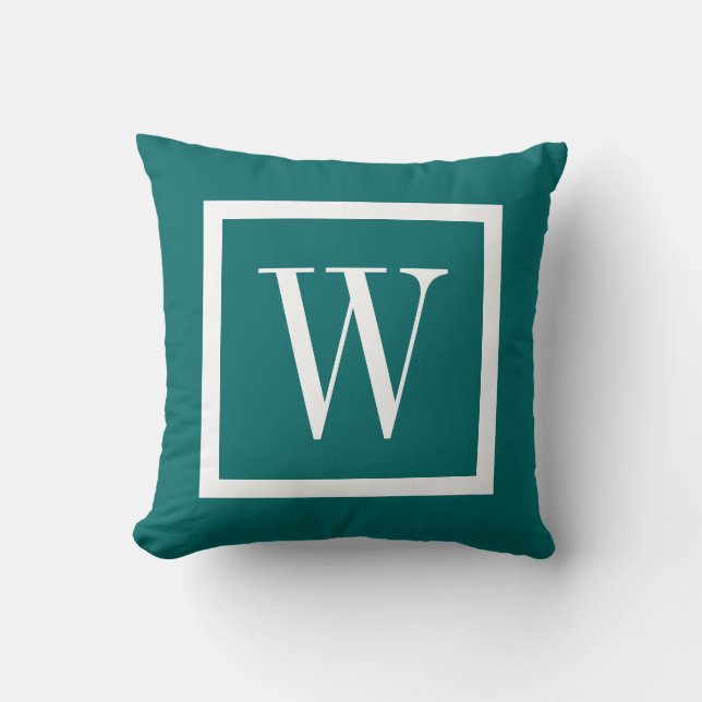Coussin Monogramme de Carré de Preppy Turquoise foncé et b (Recto)
