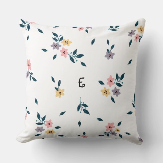 Coussin Monogramme de charme en fleurs (Recto)