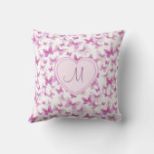 Coussin Monogramme de cœur Papillon rose mignon (Verso)