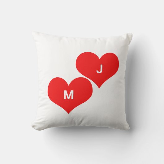 Coussin Monogramme de coeur rouge sur mesure initiale Sain (Recto)