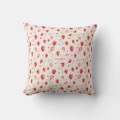 Coussin Monogramme de cœurs roses botaniques doux de baie (Recto)