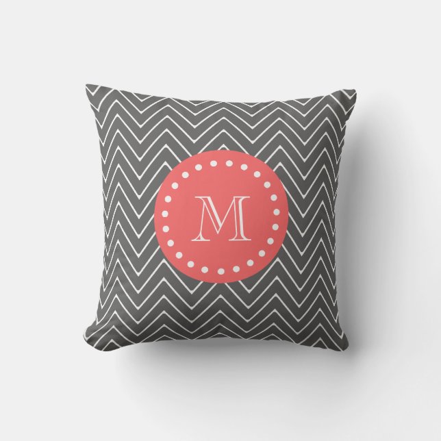 Coussin Monogramme de corail du motif 2A de Chevron de (Recto)