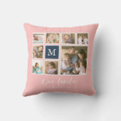 Coussin Monogramme de couleur modifiable Collage de photos (Verso)