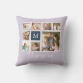 Coussin Monogramme de couleur modifiable Collage photo Thi (Verso)