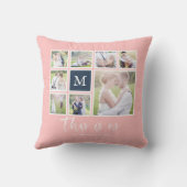 Coussin Monogramme de couleur modifiable Collage photo Thi (Verso)