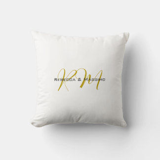 Coussin Monogramme de couleur or unique exclusif Nom Moder