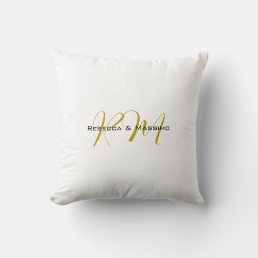 Coussin Monogramme de couleur or unique exclusif Nom Moder (Recto)