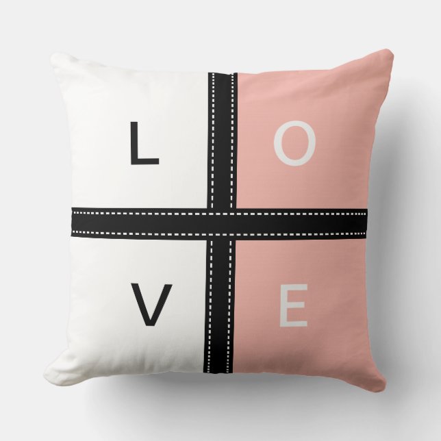 Coussin Monogramme de couleur solide Melon et blanc (Recto)