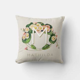 Coussin Monogramme de couronne Art nouveau pour personnali