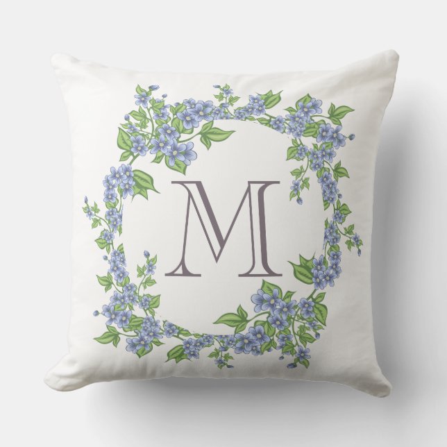 Coussin Monogramme de couronne florale (Recto)