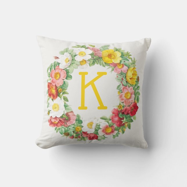 Coussin Monogramme de couronne Rose antique (Recto)