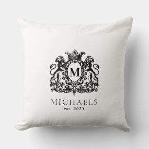 Coussin Monogramme de couronne royale Élégant