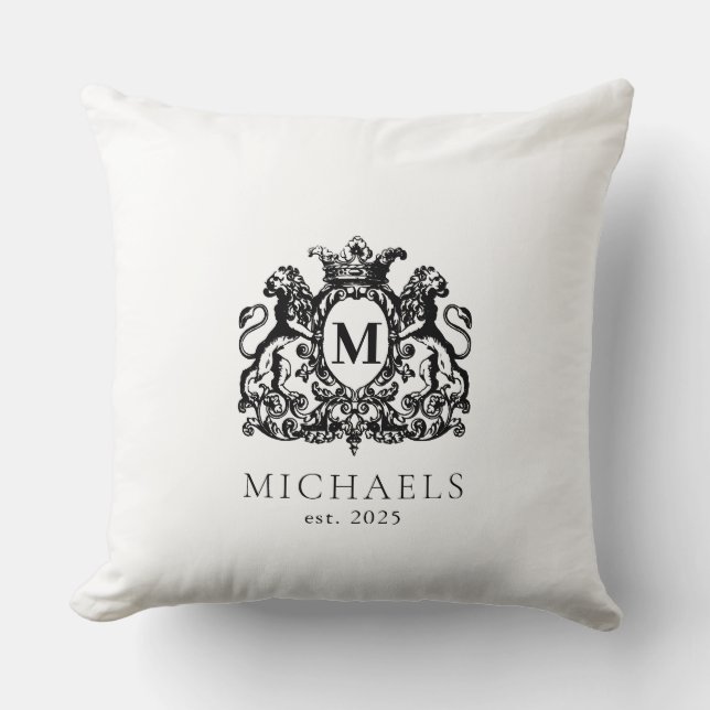 Coussin Monogramme de couronne royale Élégant (Recto)