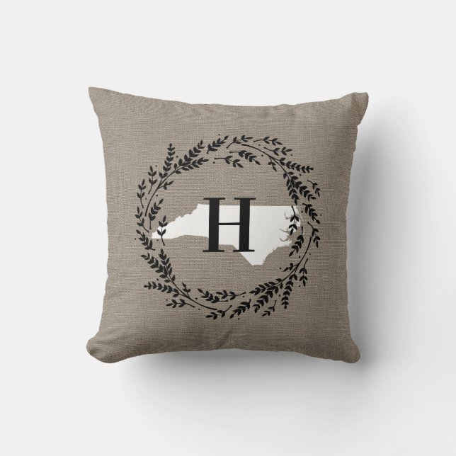 Coussin Monogramme de couronne rustique de Caroline du Nor (Recto)