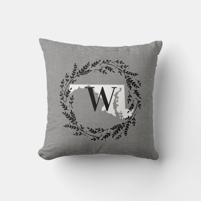 Coussin Monogramme de couronne rustique du Maryland (Recto)