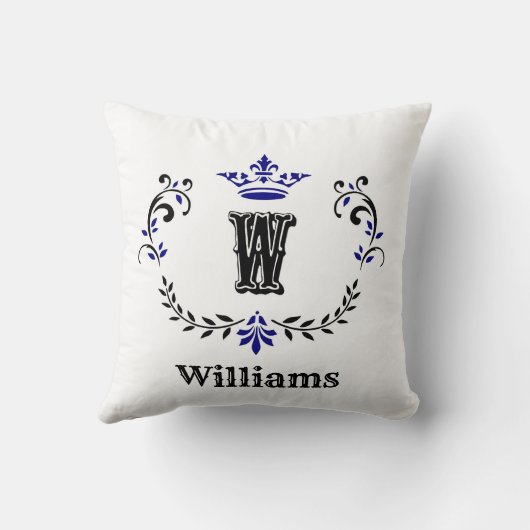 Coussin Monogramme de couronne 'W' (Verso)