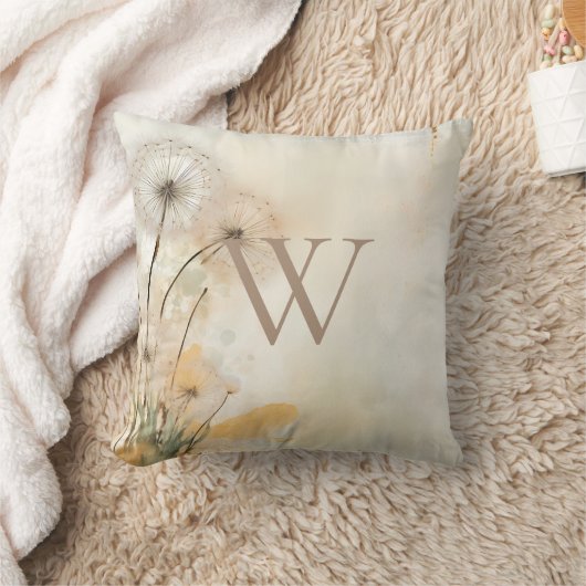 Coussin Monogramme de Dandelions Perturbés (Couverture)