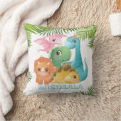 Coussin Monogramme de dinosaures mignon coloré (Couverture)