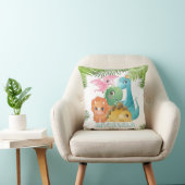 Coussin Monogramme de dinosaures mignon coloré (Chaise)