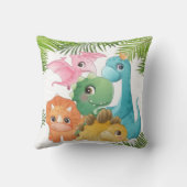 Coussin Monogramme de dinosaures mignon coloré (Verso)