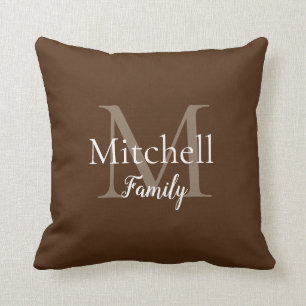 Coussin Monogramme de famille Brown intime personnalisé