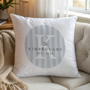 Coussin Monogramme de famille cercle rayé toutes couleurs