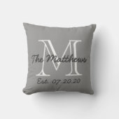 Coussin Monogramme de famille de blanc gris (Recto)