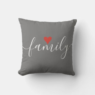 Coussin Monogramme de famille de style Prépa Rayure Cœur A