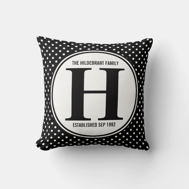Coussin Monogramme de famille Pois (Recto)