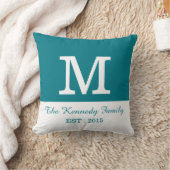 Coussin Monogramme de famille réversible de bloc de couleu (Couverture)