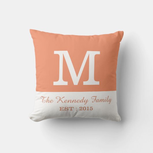 Coussin Monogramme de famille réversible de blocs de coule (Recto)
