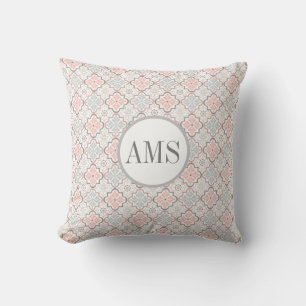 Coussin Monogramme de fleurs marocaines personnalisé