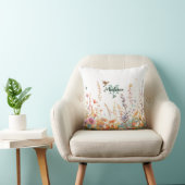 Coussin Monogramme de fleurs sauvages à l'aquarelle Nom pe (Chaise)