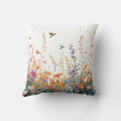 Coussin Monogramme de fleurs sauvages à l'aquarelle Nom pe (Verso)