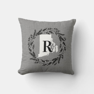 Coussin Monogramme de germe rustique de Rhode Island Jeu d