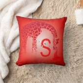 Coussin Monogramme de Girafe Mère et Bébé| rouge (Couverture)