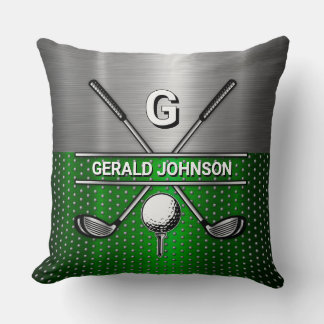 Coussin Monogramme de golf Metallic Green et Argent