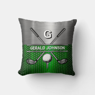 Coussin Monogramme de golf Metallic Green et Argent