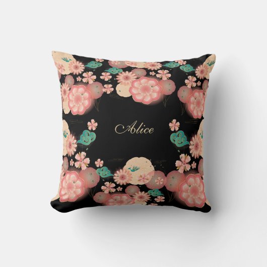 Coussin Monogramme de jardin d'agrément de pêche de (Recto)