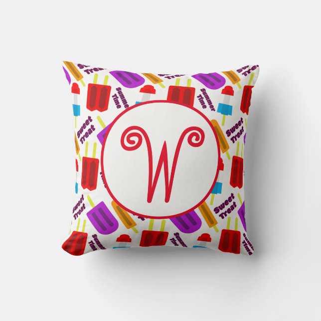 Coussin Monogramme de la barre de jus glacé d'été (Recto)