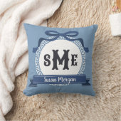Coussin Monogramme de la clé inférieure grecque en bleu ar (Couverture)