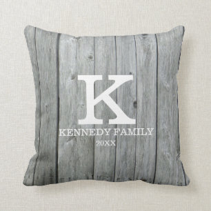Coussin Monogramme de la famille du nom de famille du bois