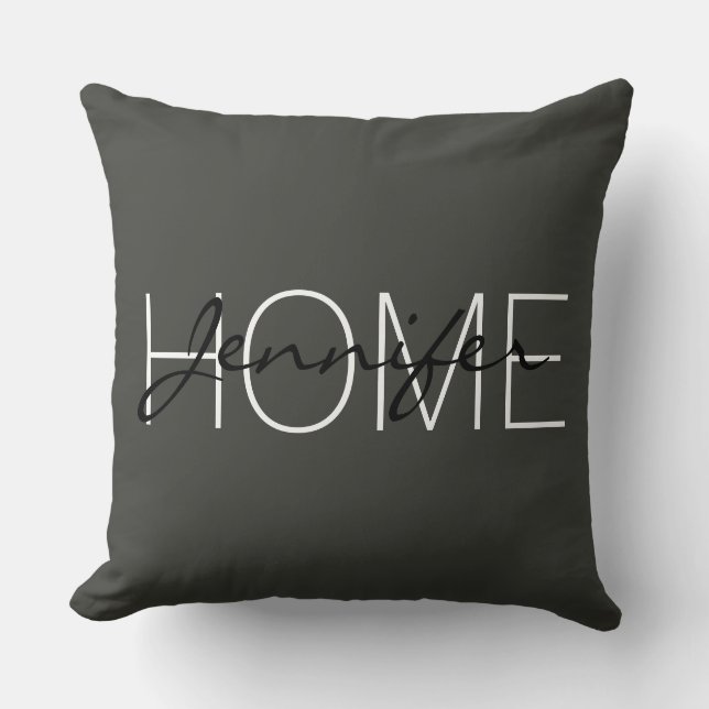 Coussin monogramme de la maison couleur olive noire (Recto)